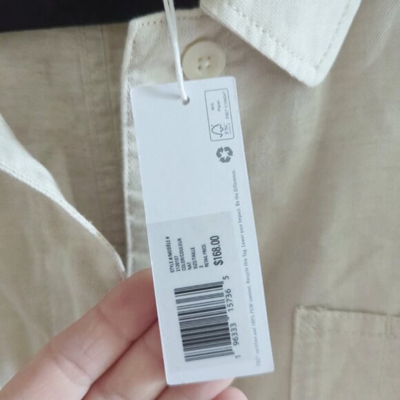 Outerknown Jumpsuit SHORTS Sz SM, Natural Cream, Long Sleeve, Zip up, Pockets! - Picture 3 of 6